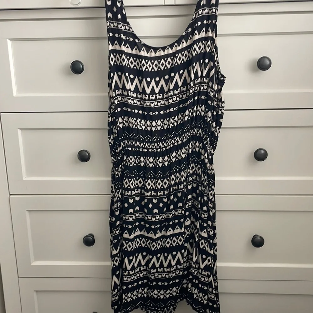 Patrons of Peace Women’s Black Tribal Print Dress w/ Back Cut Out - Size Medium